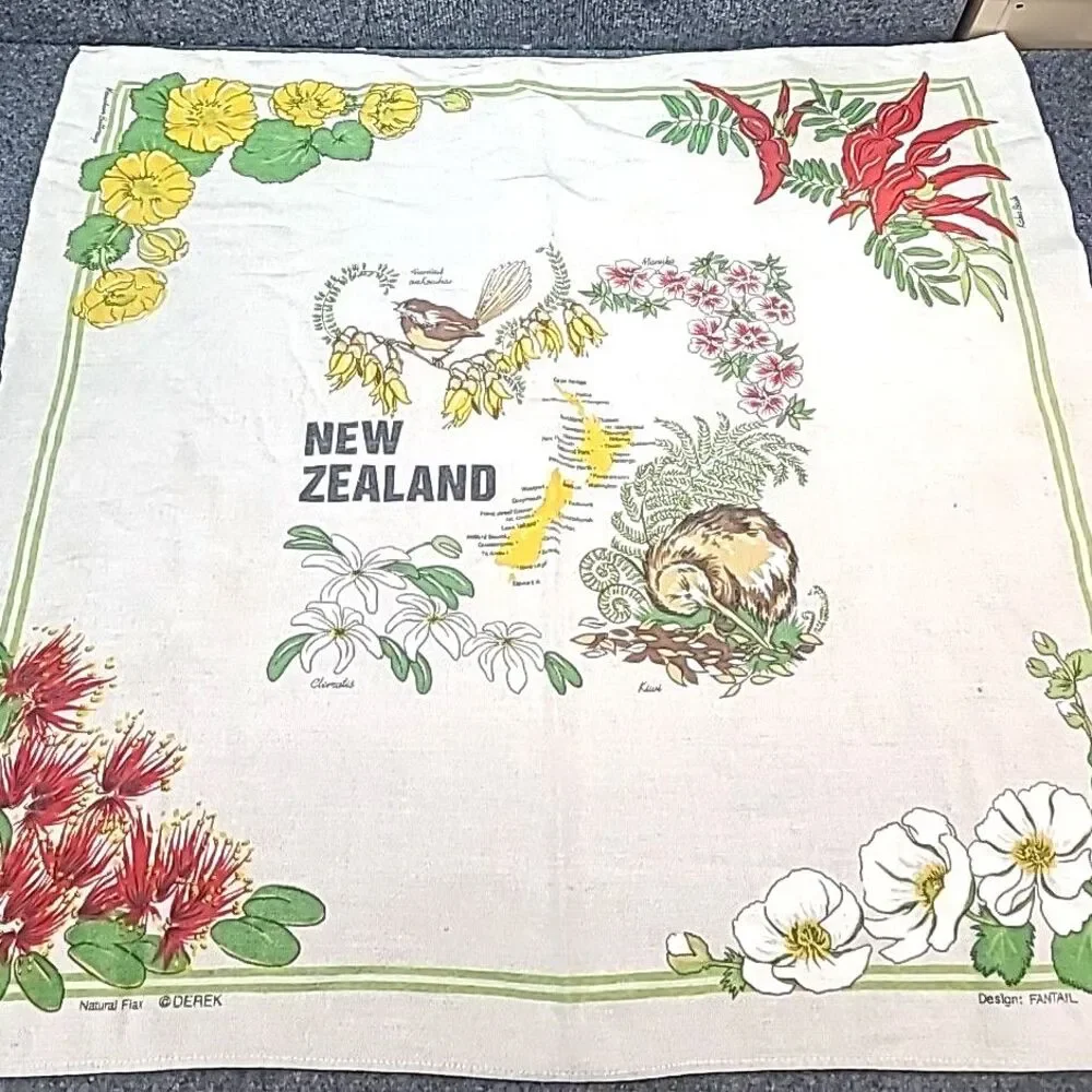Beautiful Vintage New Zealand Designed Floral Tablecloth-34